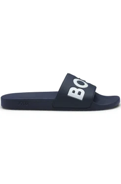 Italian-made slides with large logo detail