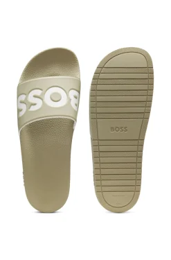 Italian-made slides with large logo detail
