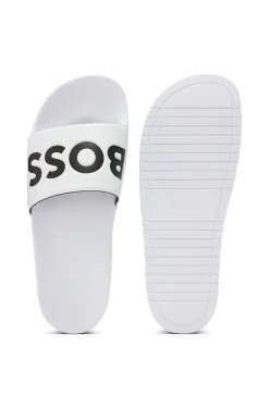 Italian-made slides with large logo detail