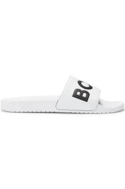Italian-made slides with large logo detail