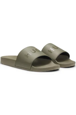 Italian-made slides with tonal logo