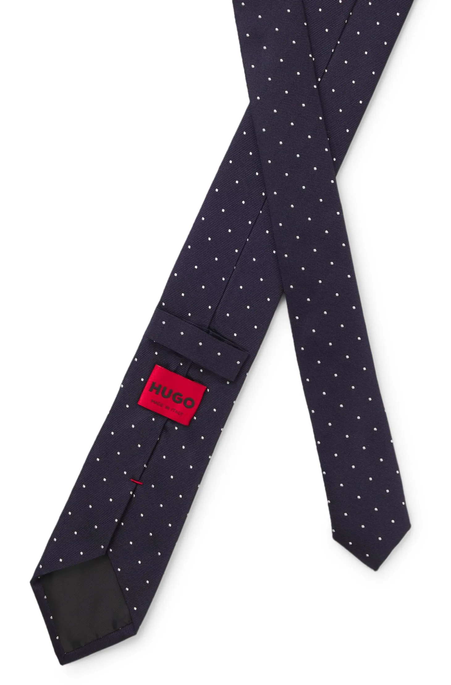 Italian-made tie in silk with jacquard-woven dots