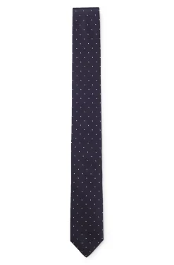 Italian-made tie in silk with jacquard-woven dots