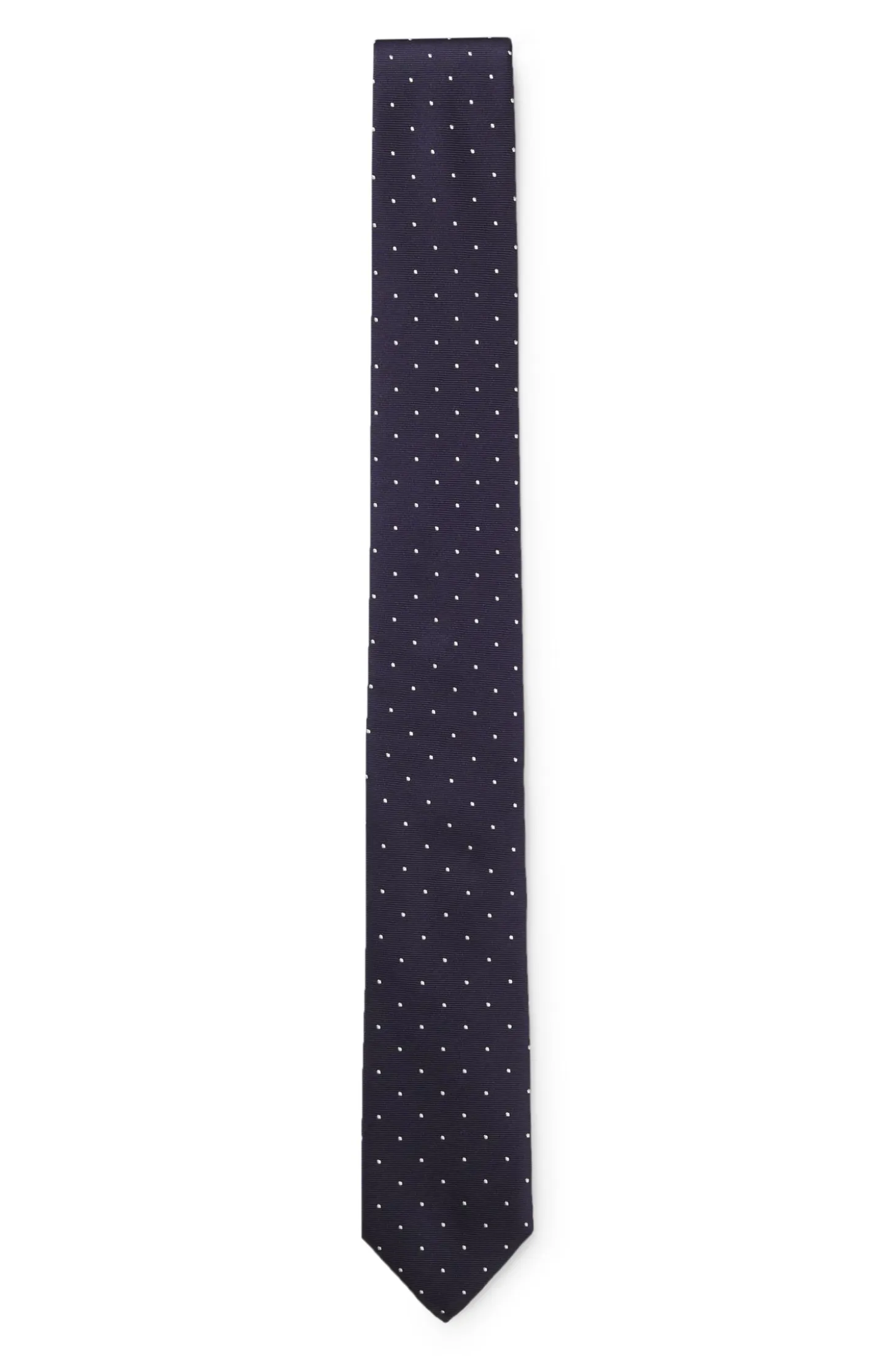 Italian-made tie in silk with jacquard-woven dots
