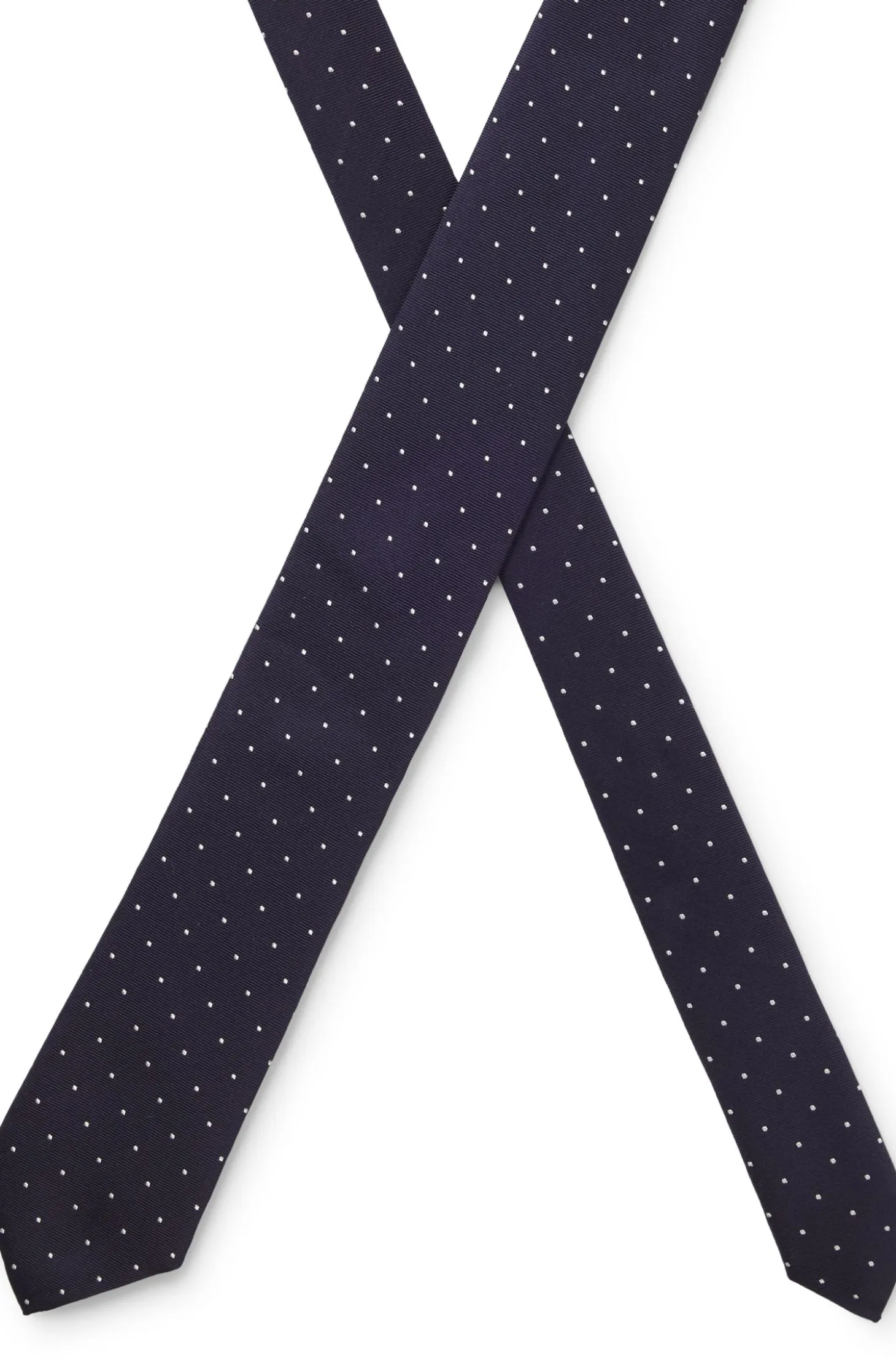 Italian-made tie in silk with jacquard-woven dots