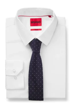 Italian-made tie in silk with jacquard-woven dots