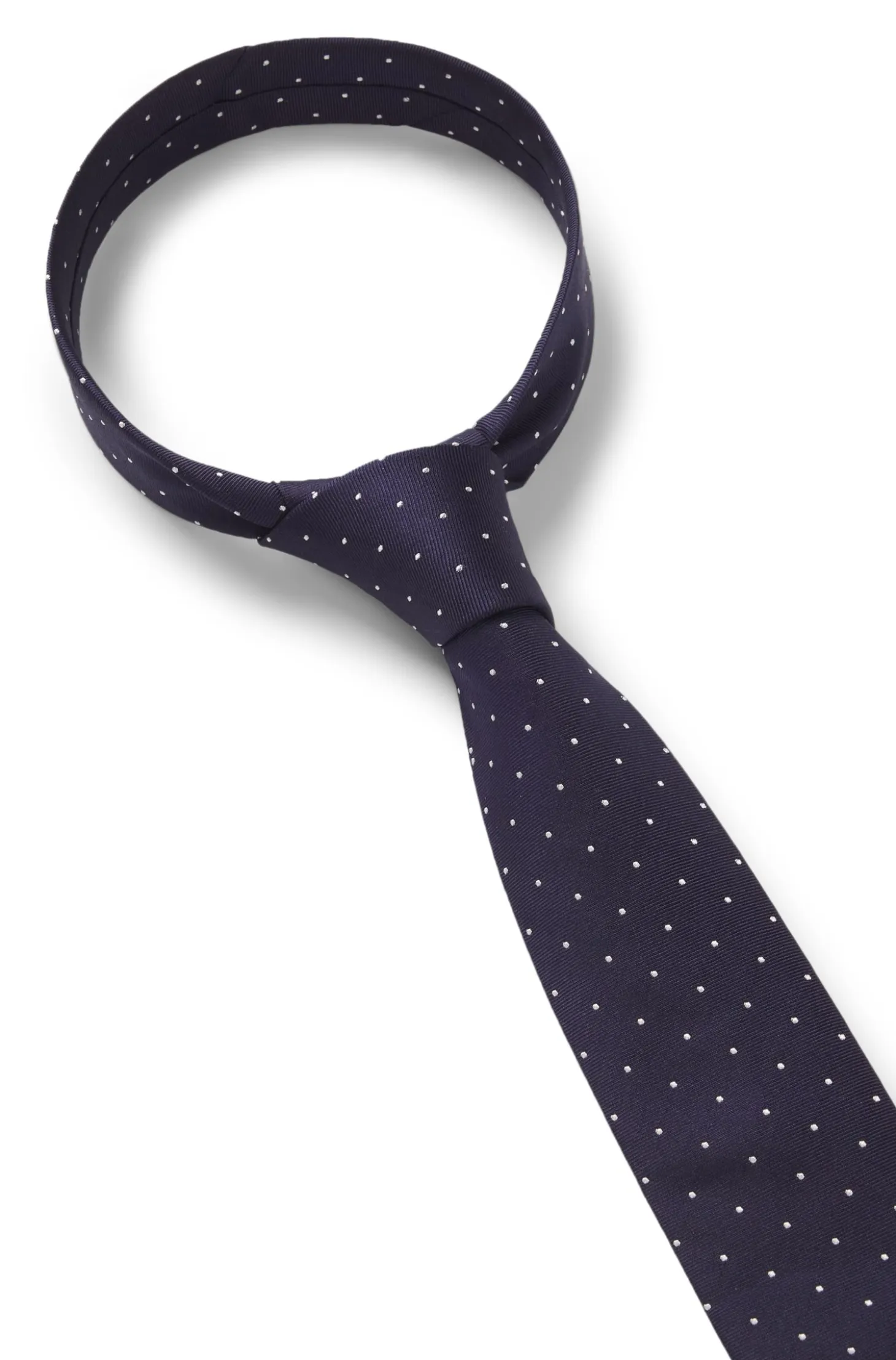 Italian-made tie in silk with jacquard-woven dots