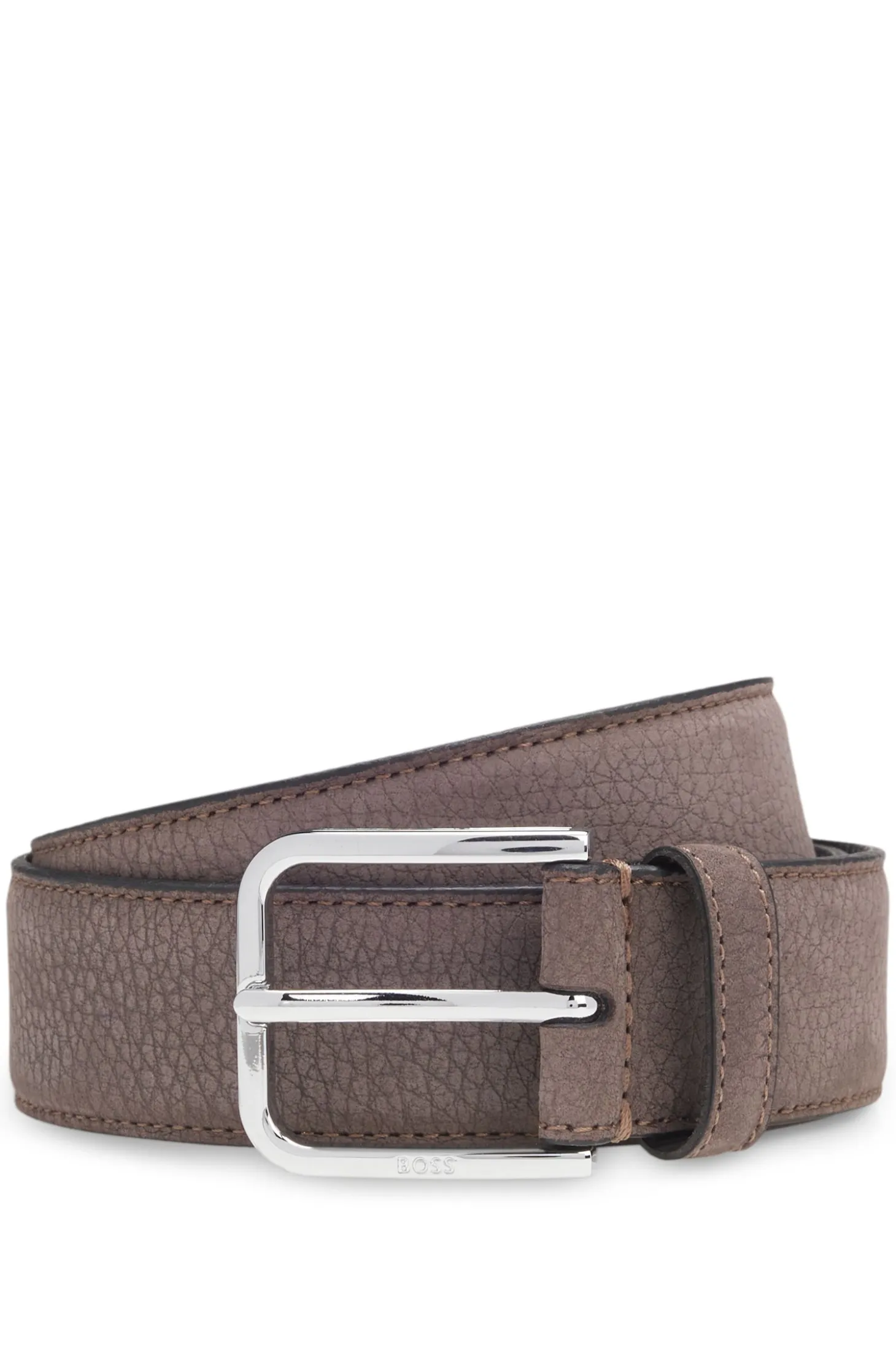 Italian-nubuck belt with polished pin buckle