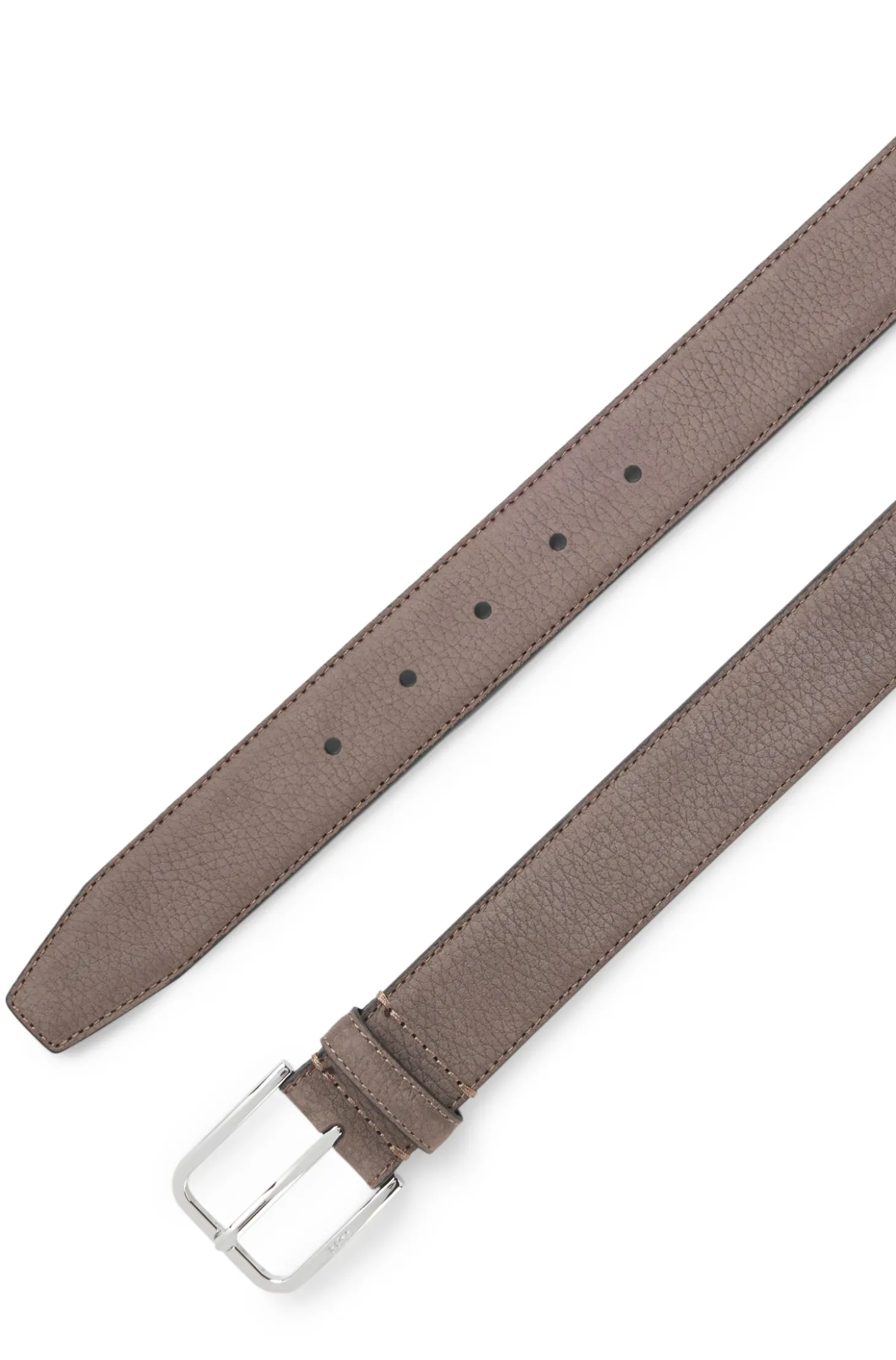 Italian-nubuck belt with polished pin buckle