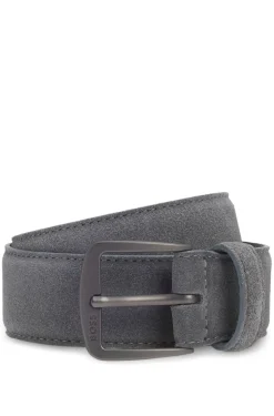 Italian-suede belt with gunmetal buckle