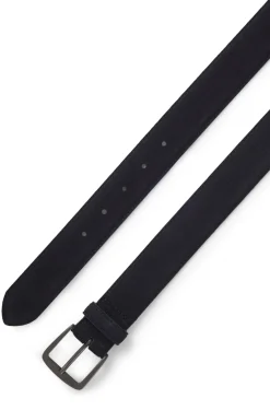Italian-suede belt with gunmetal buckle