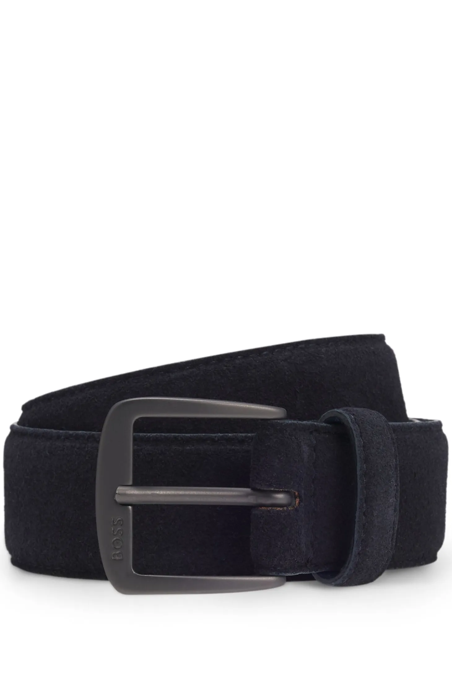 Italian-suede belt with gunmetal buckle