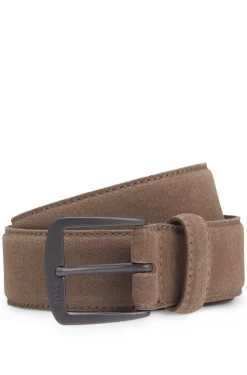Italian-suede belt with gunmetal buckle