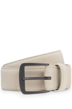 Italian-suede belt with gunmetal buckle