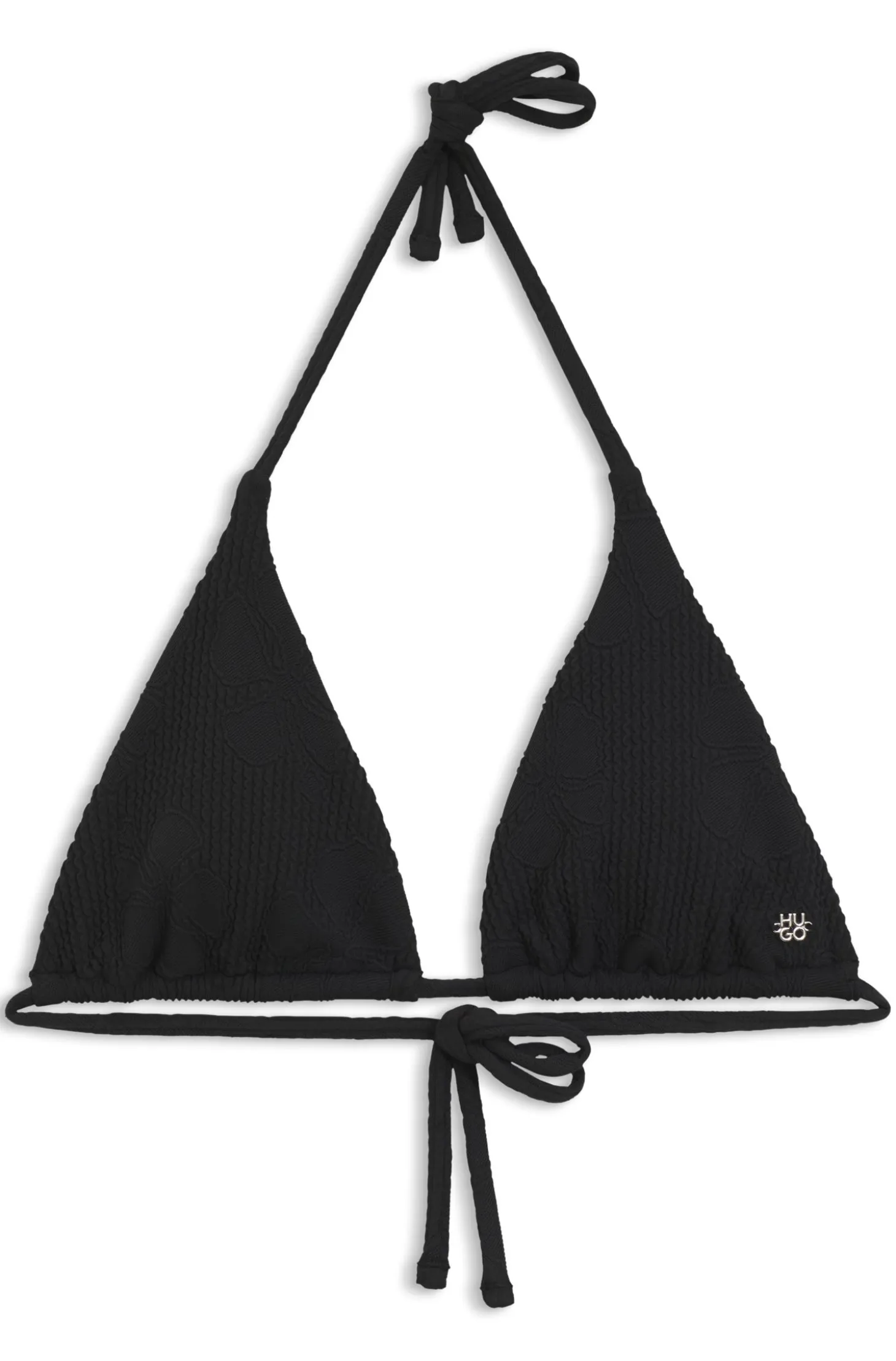 Jacquard bikini top with stacked-logo charm