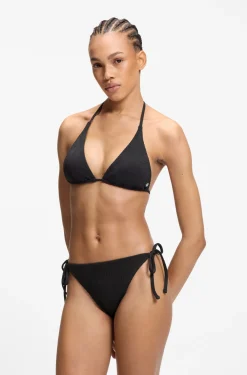Jacquard bikini top with stacked-logo charm