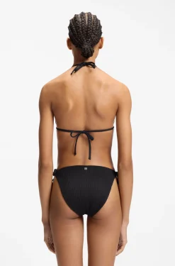 Jacquard bikini top with stacked-logo charm