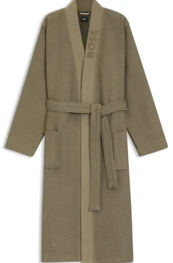 Jacquard cotton-blend gown with logo lapel