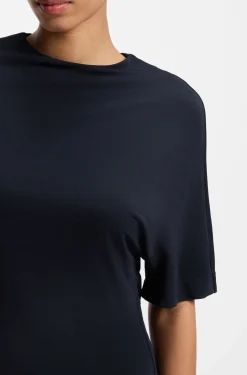 Jersey dress with rear drape detail