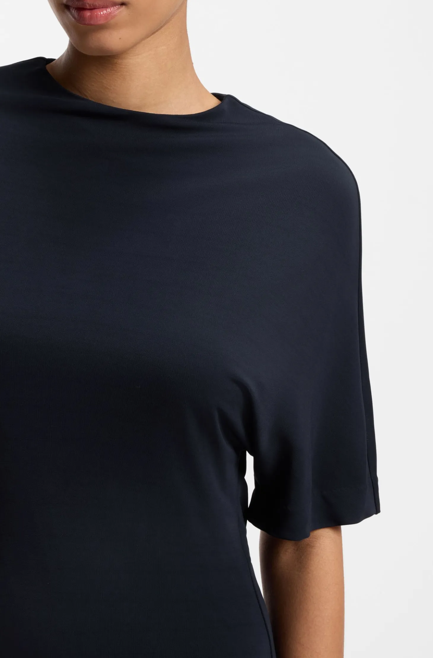Jersey dress with rear drape detail