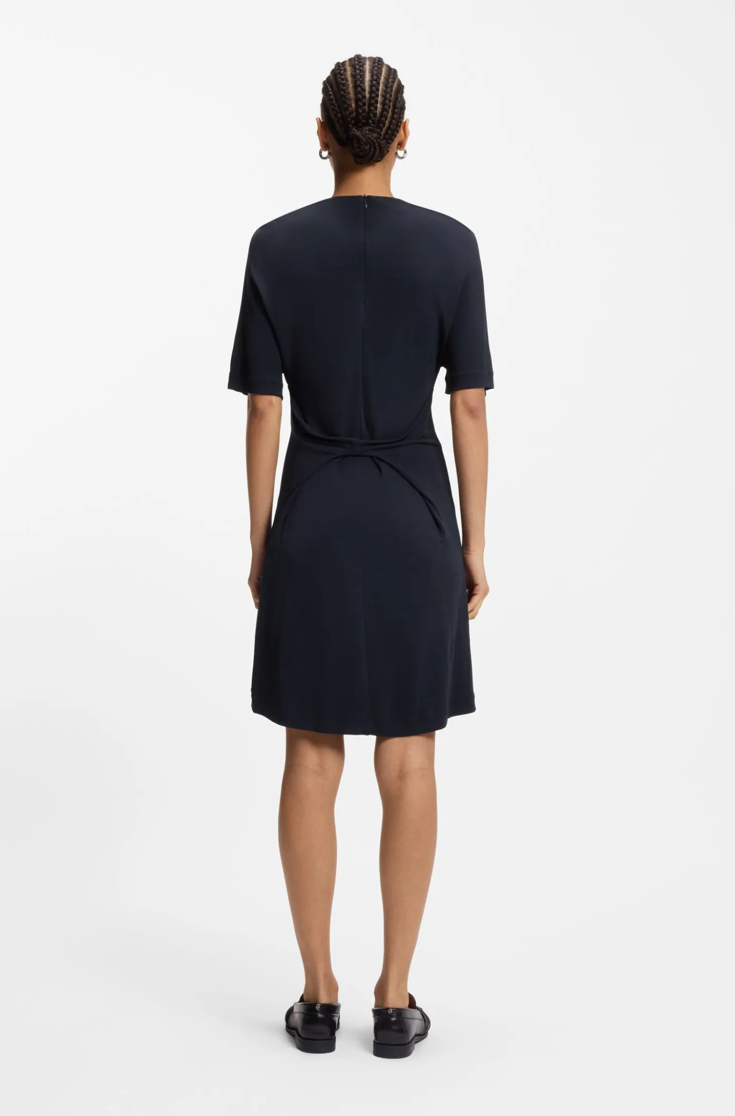Jersey dress with rear drape detail