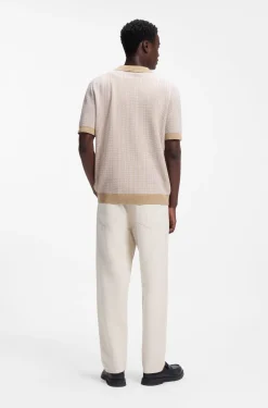 Johhny-collar sweater in cotton and linen