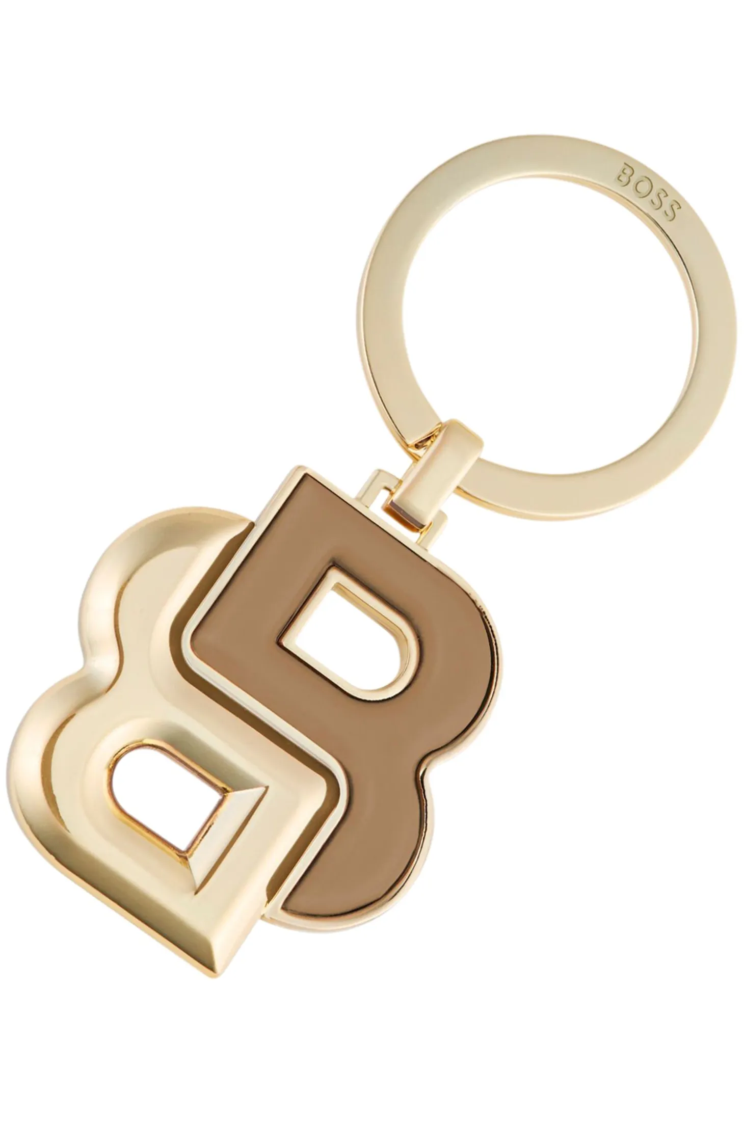 Key ring with camel and gold-tone Double B monogram