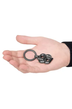 Key ring with matte-gunmetal Double B monogram