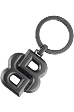 Key ring with matte-gunmetal Double B monogram
