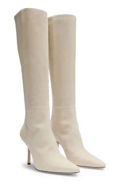 Knee boots in suede and leather