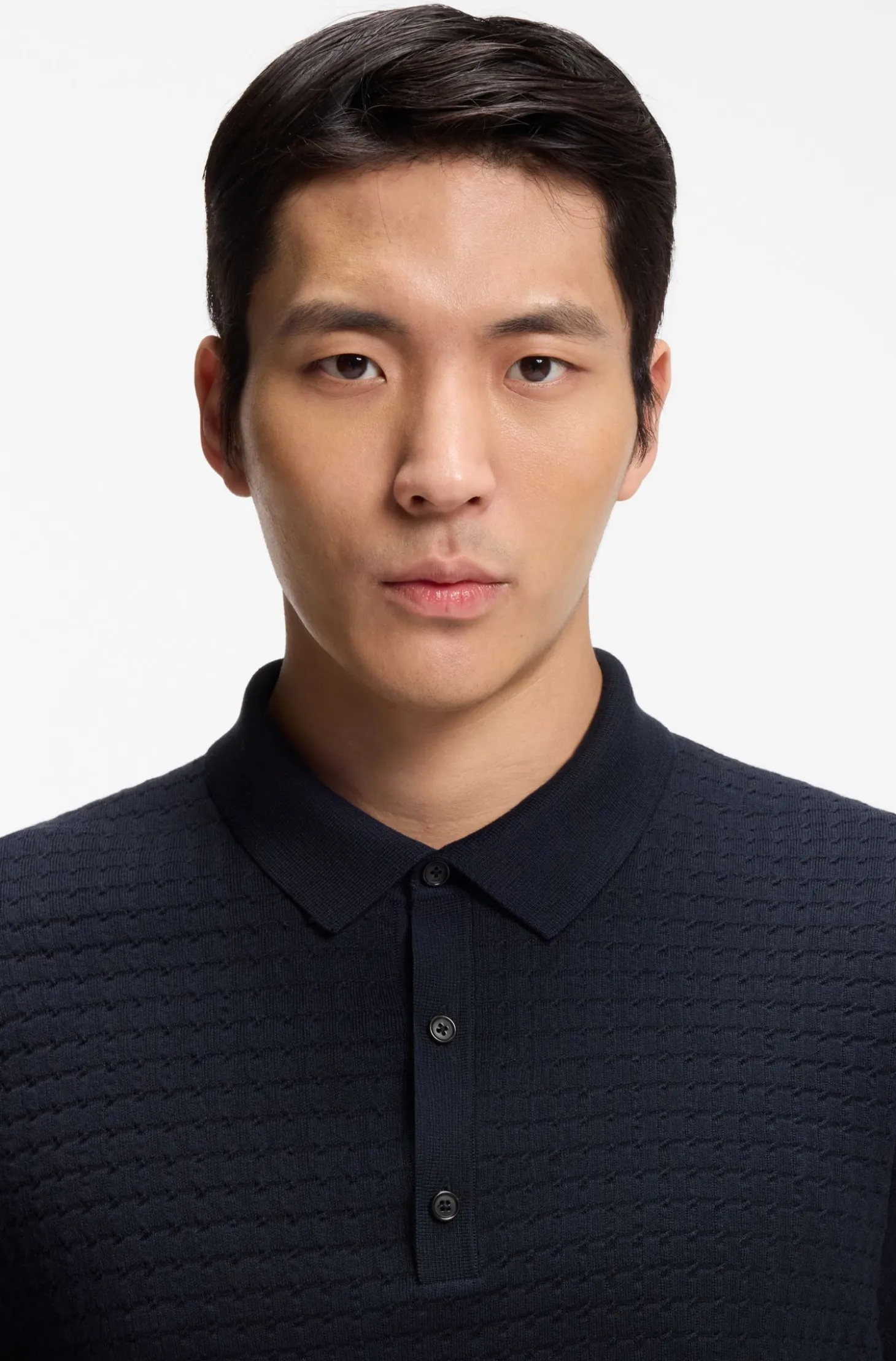 Knit polo in silk and cotton