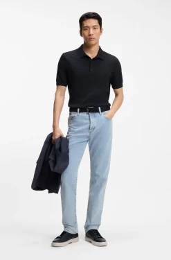 Knit polo in silk and cotton