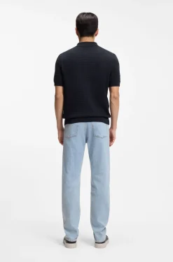 Knit polo in silk and cotton