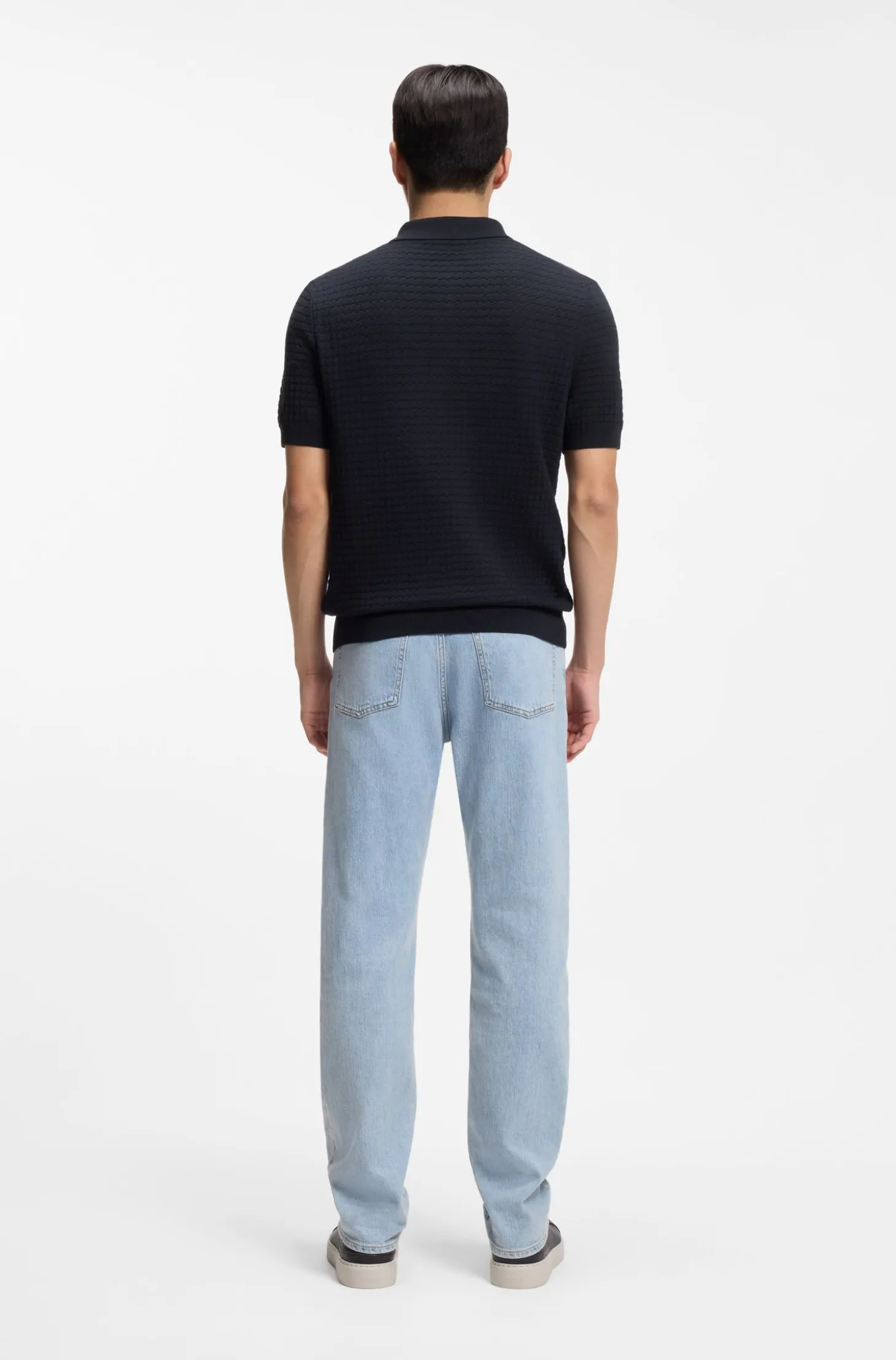 Knit polo in silk and cotton