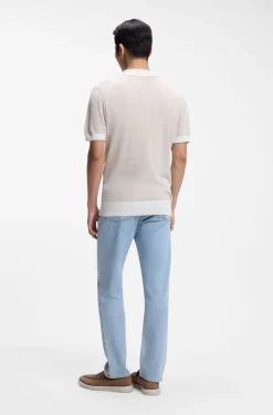 Knit polo in silk and cotton