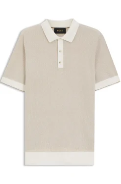 Knit polo in silk and cotton
