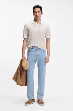Knit polo in silk and cotton