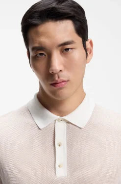 Knit polo in silk and cotton
