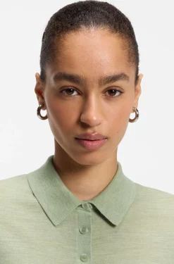 Knit polo in superfine merino wool