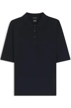 Knit polo in superfine merino wool