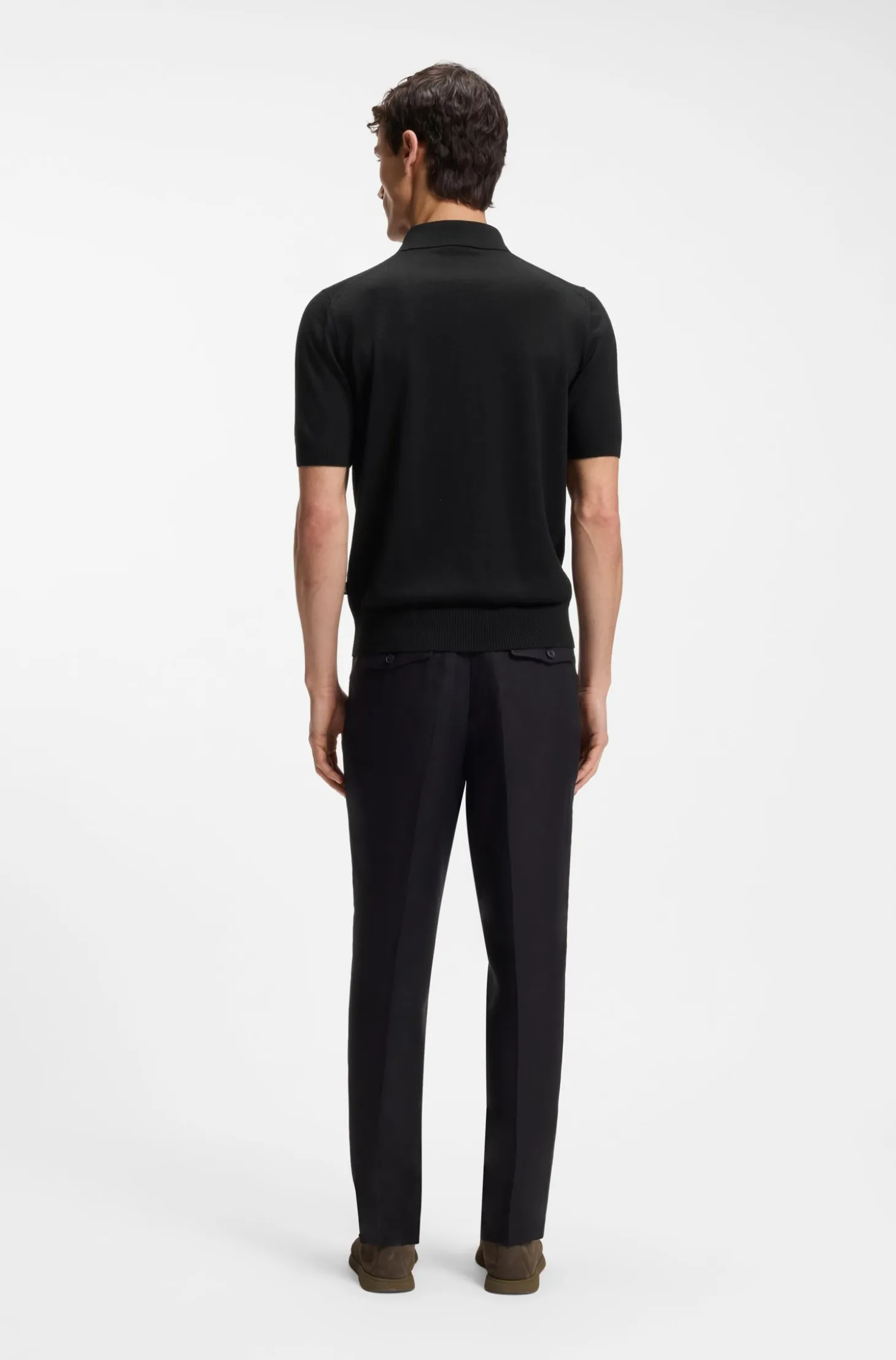 Knit polo in virgin wool