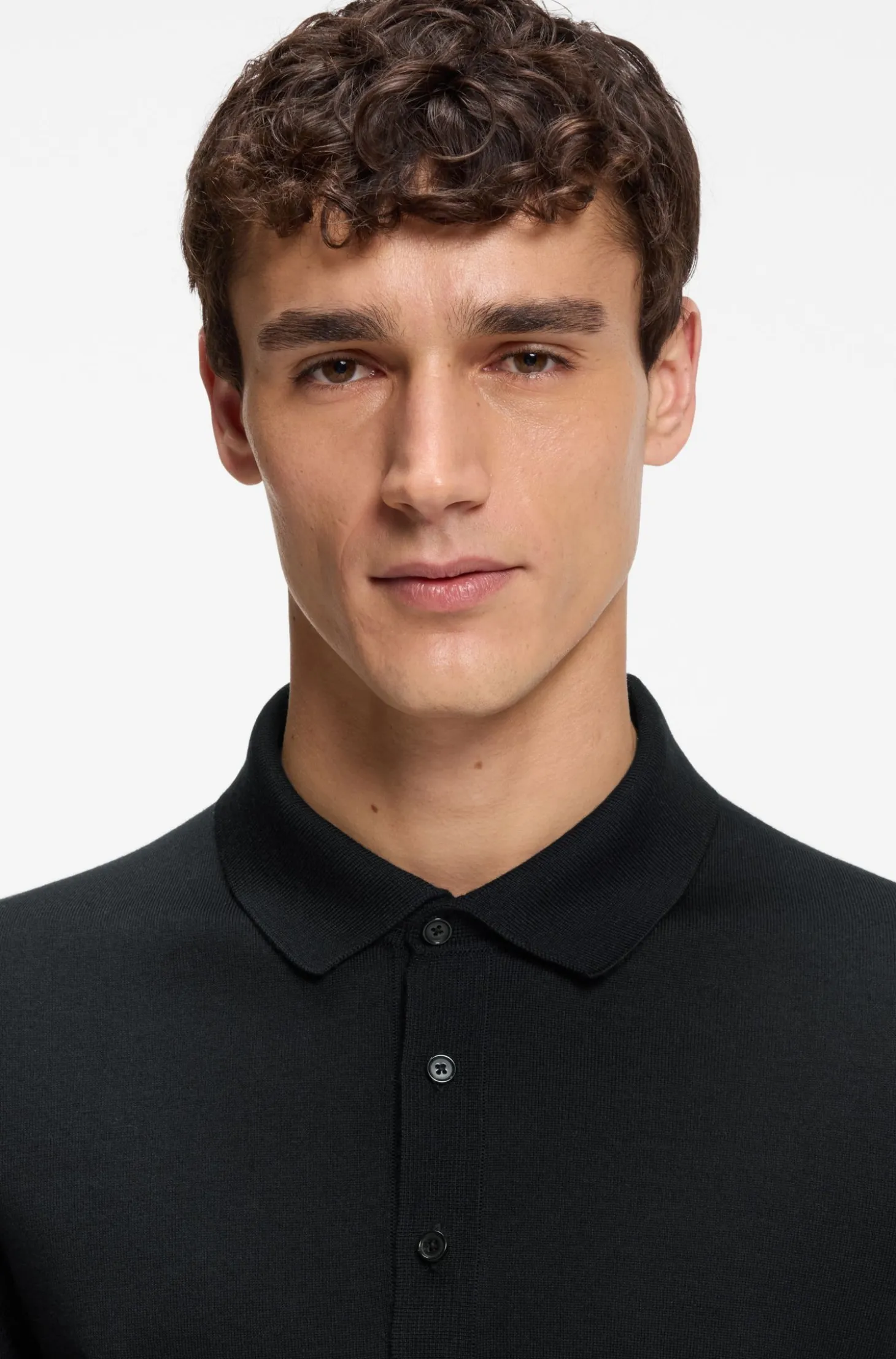Knit polo in virgin wool