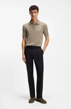 Knit polo in virgin wool
