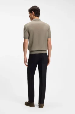 Knit polo in virgin wool