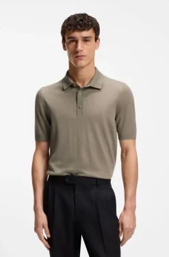 Knit polo in virgin wool