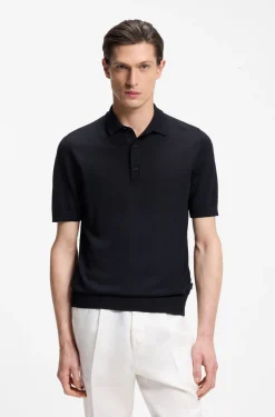 Knit polo in virgin wool