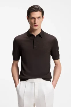 Knit polo in virgin wool