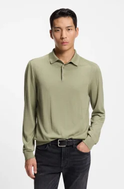 Knit polo in wool, silk and cashmere