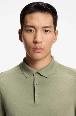 Knit polo in wool, silk and cashmere