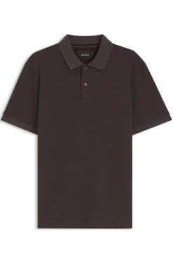 Knit polo shirt in two-tone cotton